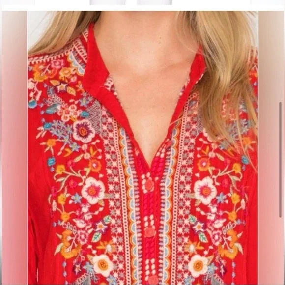 Johnny Was Bethanie Tunic Ocean Blue; size small - Picture 3 of 9